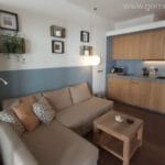 View from entrance on terrace towards kitchen and sitting area of Casinha Secreta